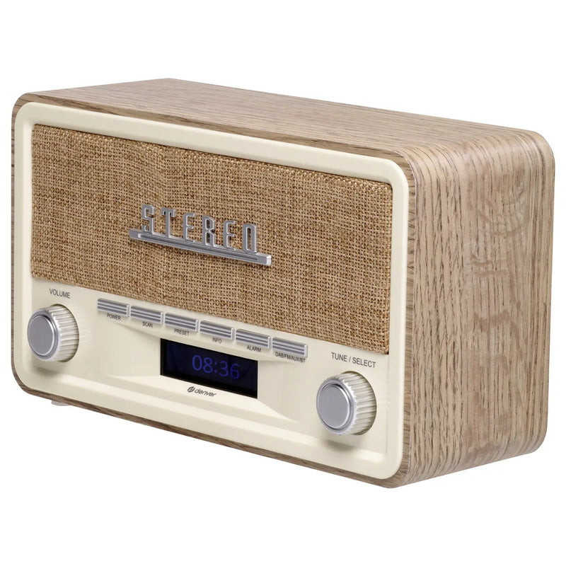 Denver DAB-18LW Tischradio DAB FM Holz hell netzbetrieben batteriebetrieben - 5706751072192