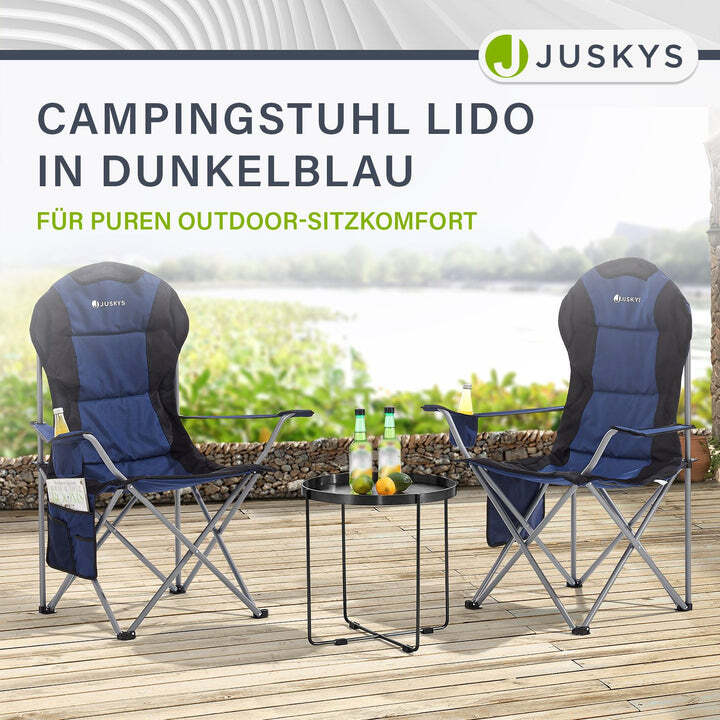 Campingstuhl Lido Klappstuhl gepolstert Getränkehalter Tragetasche Dunkelblau - 4260565528760