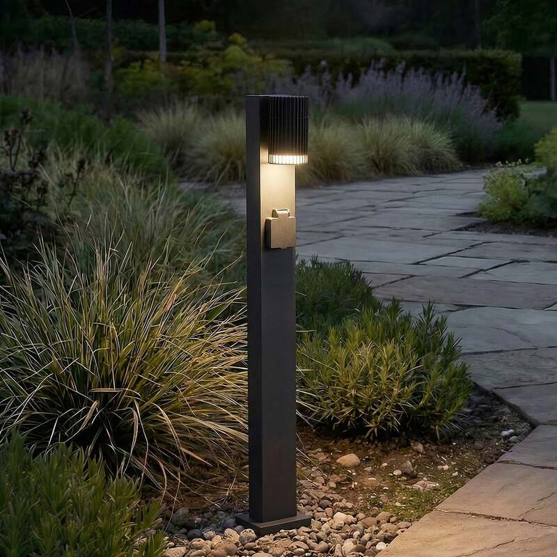Lindby Wegeleuchte Enerio Gartenleuchte LED Pollerleuchte schwarz 80cm IP44 - 4255830909207