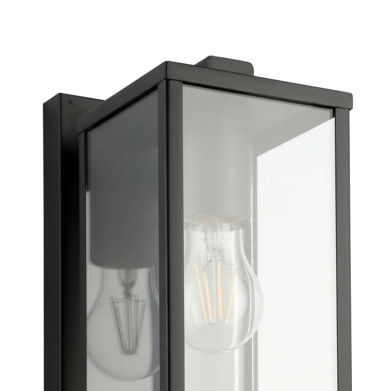 EGLO Außenwandleuchte Budrone schwarz klar Gartenleuchte Lampe dimmbar IP44 27cm - 9008606231607