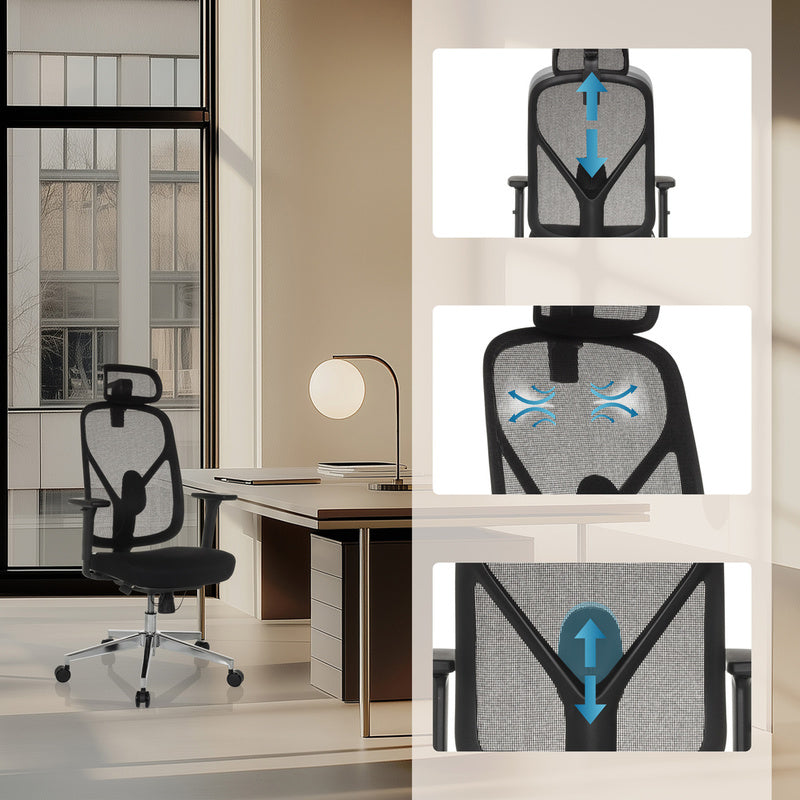 hjh OFFICE Bürostuhl Drehstuhl Chefsessel RALOO PRO Netzstoff Stoff schwarz - 4064323039075