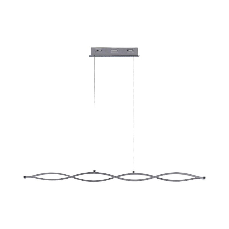Lucande Pendelleuchte Hängeleuchte LED Balken wellenförmig weiß chrom silber Roa - 4251096560206