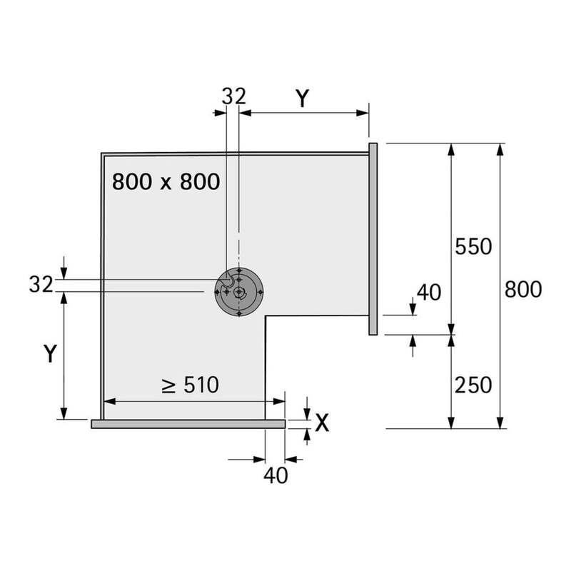HETTICH Küchenunterschrank Eckschrankdrehbeschlag Revo 90° 800mm silber Stahl - 4023149124754