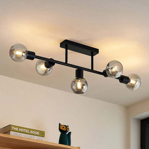 B-Ware Lindby Deckenlampe Biscala LED Lampe Leuchte dimmbar schwarz rauch Ø85cm 5-flg