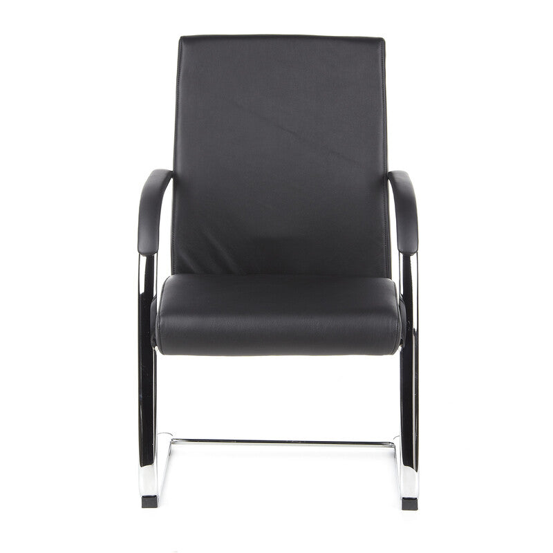 hjh OFFICE Konferenzstuhl Freischwinger Stuhl Leder Armlehne schwarz - 4260284080310