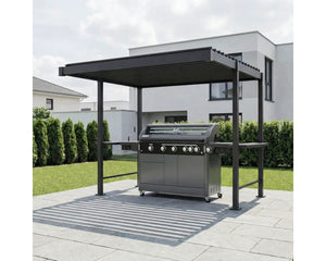 B-Ware Konsta Grillpavillon Grillpergola Pergola Lamellen anthrazit 300x250cm