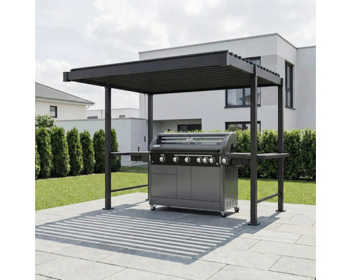 Konsta Grillpavillon Grillpergola Pergola Lamellen anthrazit 300x250cm - 4306516777013