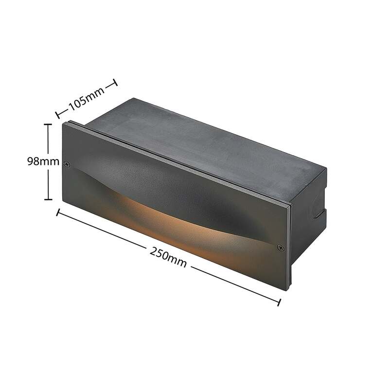 Lucande LED Wandeinbauleuchte Zandro anthrazit Gartenleuchte IP65 25cm 11W - 4251096583328