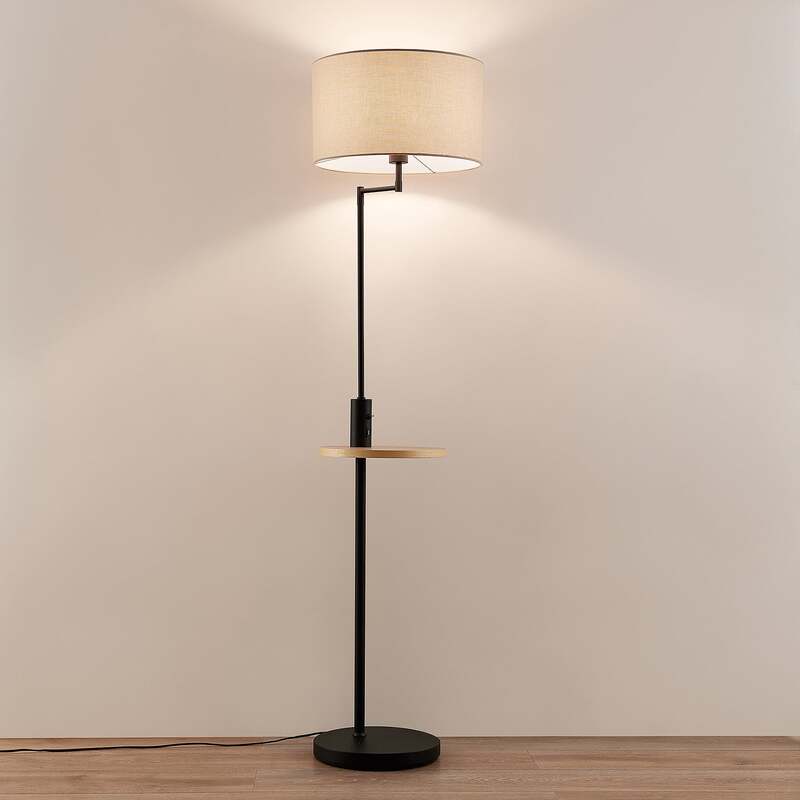 Lindby Stehlampe Zinia LED Lampe mit Ablage USB-Anschluss schwarz 160cm hoch - 4251911702422