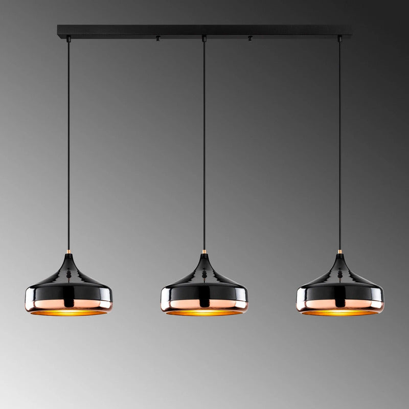 Opviq Hängeleuchte Yildo 146 cm schwarz/kupfer 3-flammig dimmbar E27 - 10044634