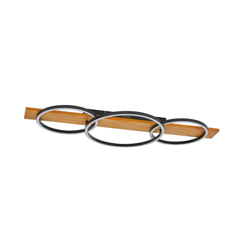 Lindby Deckenleuchte Deckenlampe LED Galad Holz schwarz Lampe Leuchte 3flg 98cm - 10030112