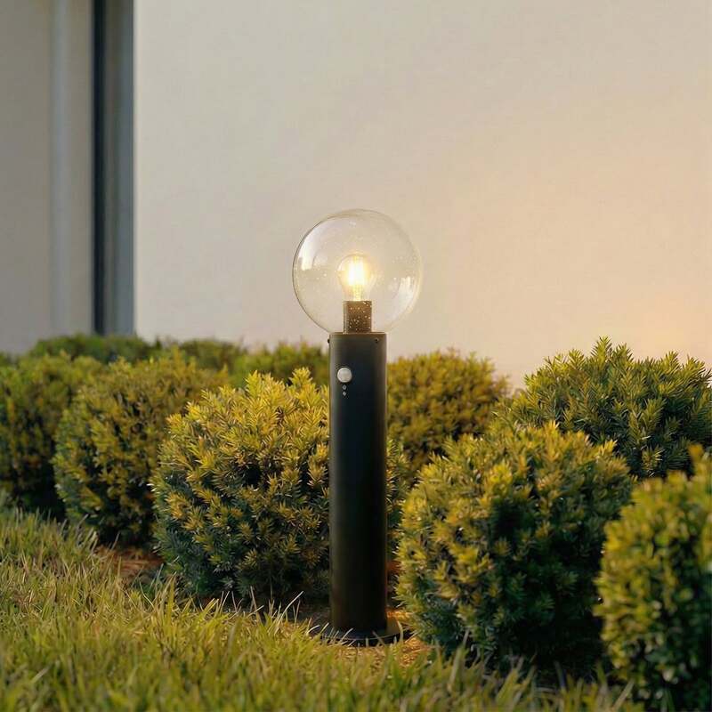 Sockelleuchte Außenleuchte Lindby Lampe Dangan Glas Aluminium schwarz Sensor - 4251911798906