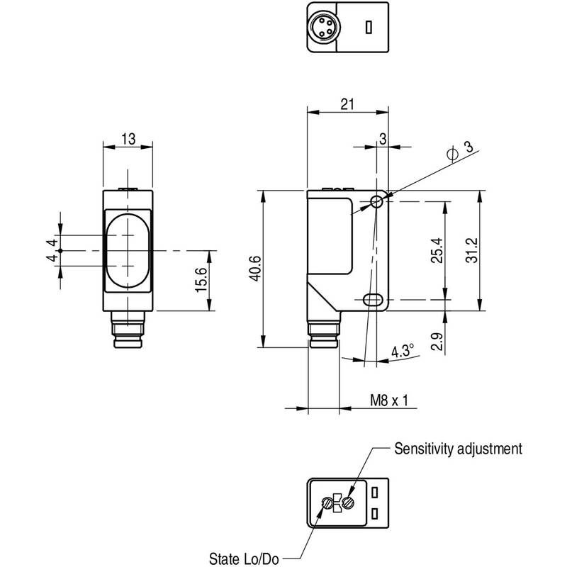 MD Micro Detectors Opto-Sensor Sensor QMRN/0P-0F M8 Anschluss PA66 1 Stück - 4064161083452