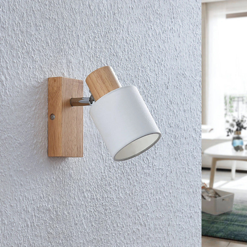 Lindby Deckenspot Wanessa LED Strahler Wandleuchte dimmbar Holz weiß 14cm - 4251096566741
