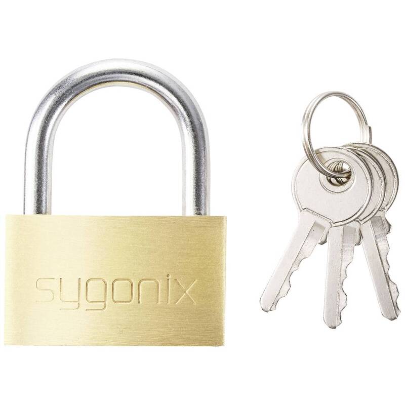 Sygonix Vorhängeschloss Schloss 3 Schlüssel Messing Goldgelb 39,8 mm 279 STÜCK - 4064161205236