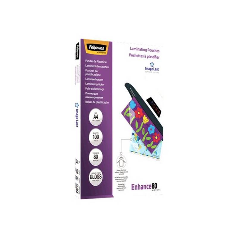 Fellowes A4 Laminating Pouches 100 Pack - 80 Micron - 0077511530616