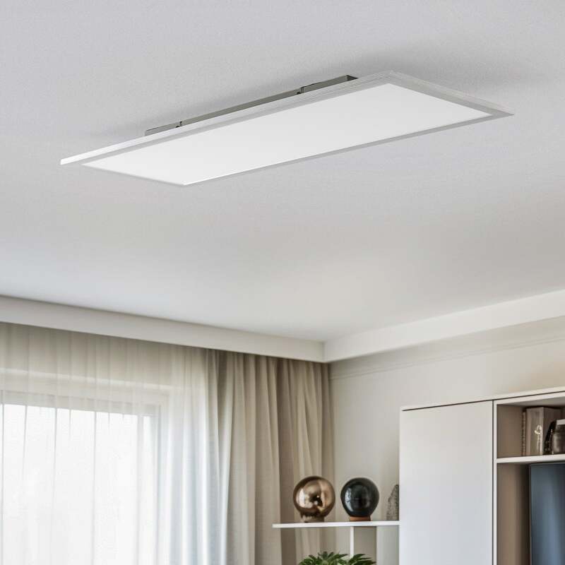 Lindby Deckenleuchte LED Livel dimmbar CCT 80x30cm Fernbedienung silber 2900lm - 4251096528411