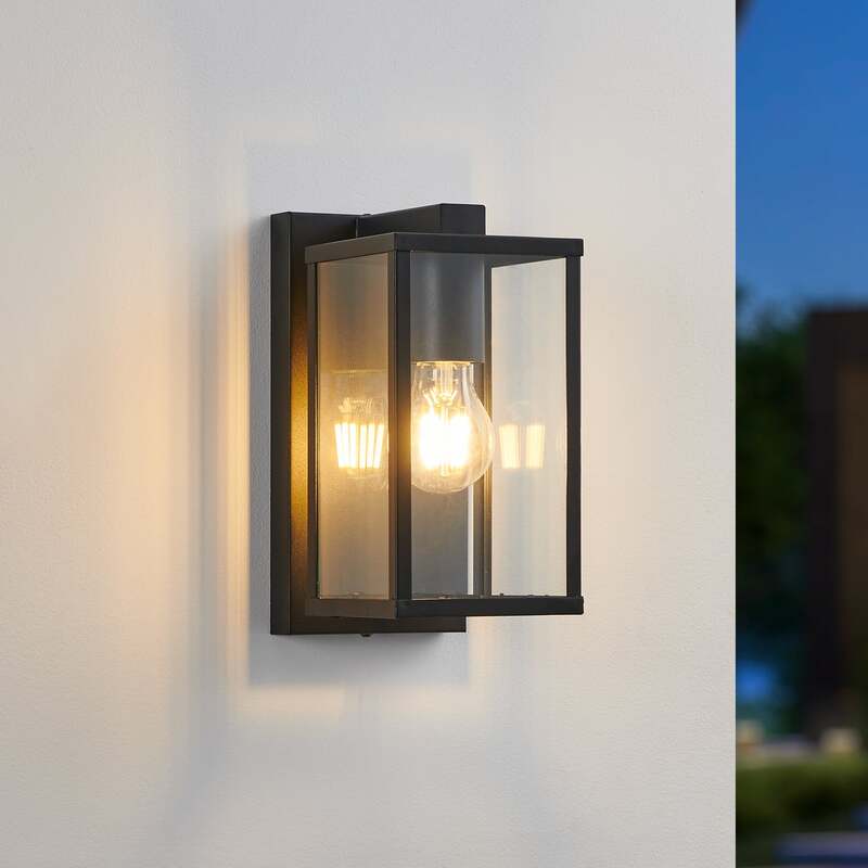 EGLO Außenwandleuchte Budrone schwarz klar Gartenleuchte Lampe dimmbar IP44 27cm - 9008606231607