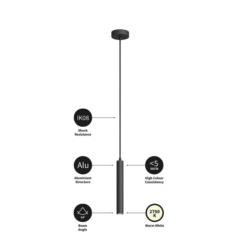 Arcchio Franka LED Pendelleuchte Hängelampe Deckenlampe Lampe 1-flammig schwarz - 4251096568592