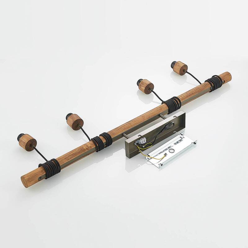 Lindby Durbis Hängeleuchte Hängelampe Lampe Leuchte 4-flmg. E27 natur dunkelgrau - 4251911719512