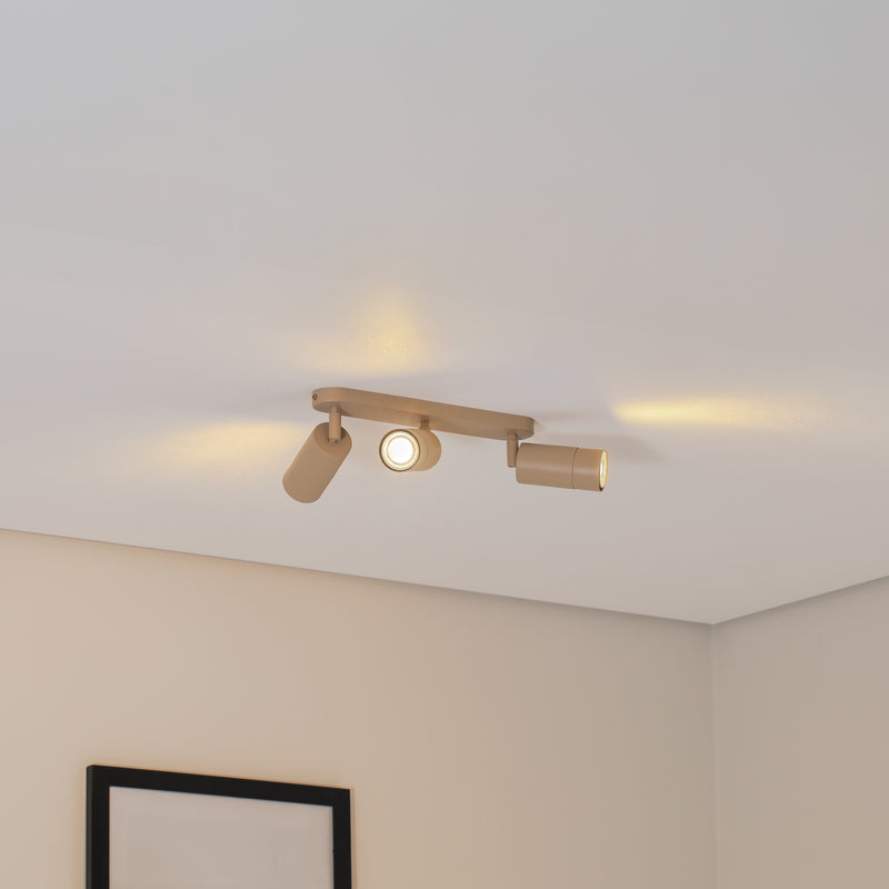 Deckenstrahler Link 3-flg LED dimmbar beige Stahl 33cm für Wohnzimmer Leuchte - 5907565995282