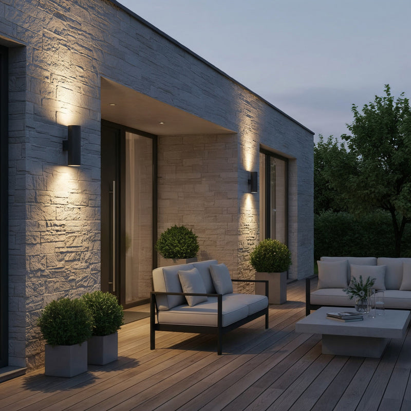 Ideal Lux Außenwandleuchte Gun anthrazit LED Gartenlampe dimmbar 11cm Ø 31cm - 8021696236858