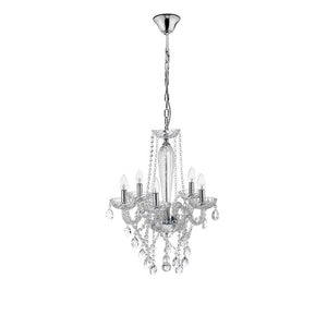 B-Ware NOVA LUCE Pendelleuchte Kronleuchter MOZART Chrom Glas Kristall E14 LED Ø 58 cm