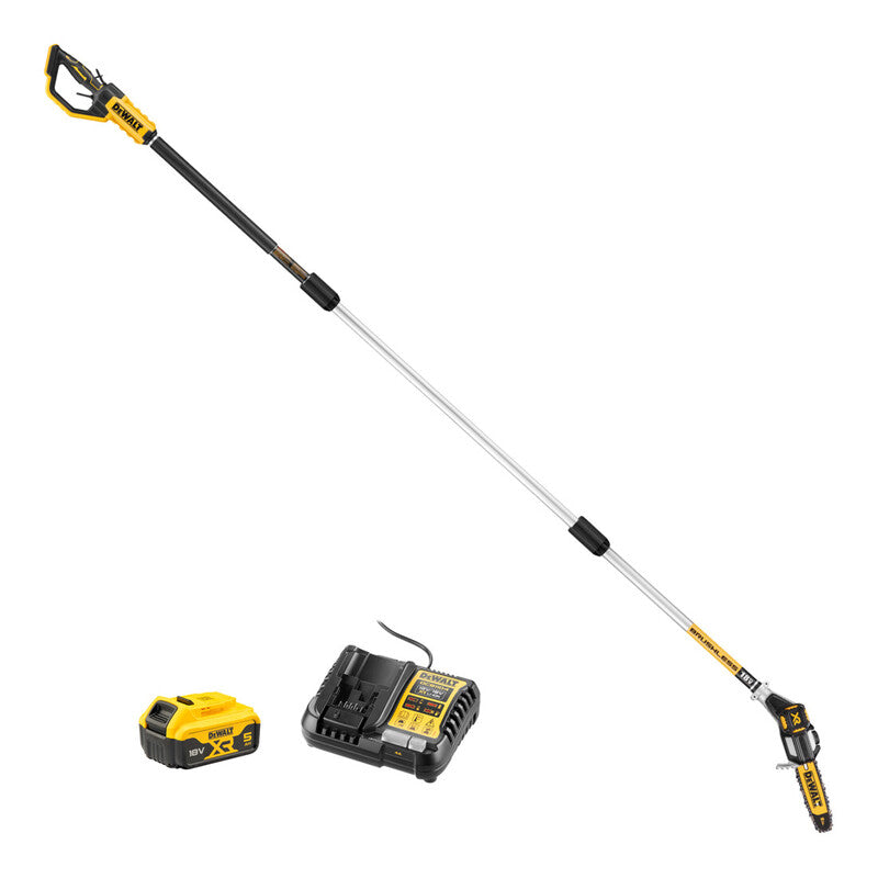 DeWalt Akku-Hochentaster 18V Kettensäge mit Akku 5Ah und Ladegerät 4A Metall - 5035048715024
