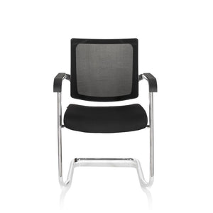 B-Ware hjh OFFICE Freischwinger Stuhl Besucherstuhl Schwarz Konferenzstuhl Netzstoff901