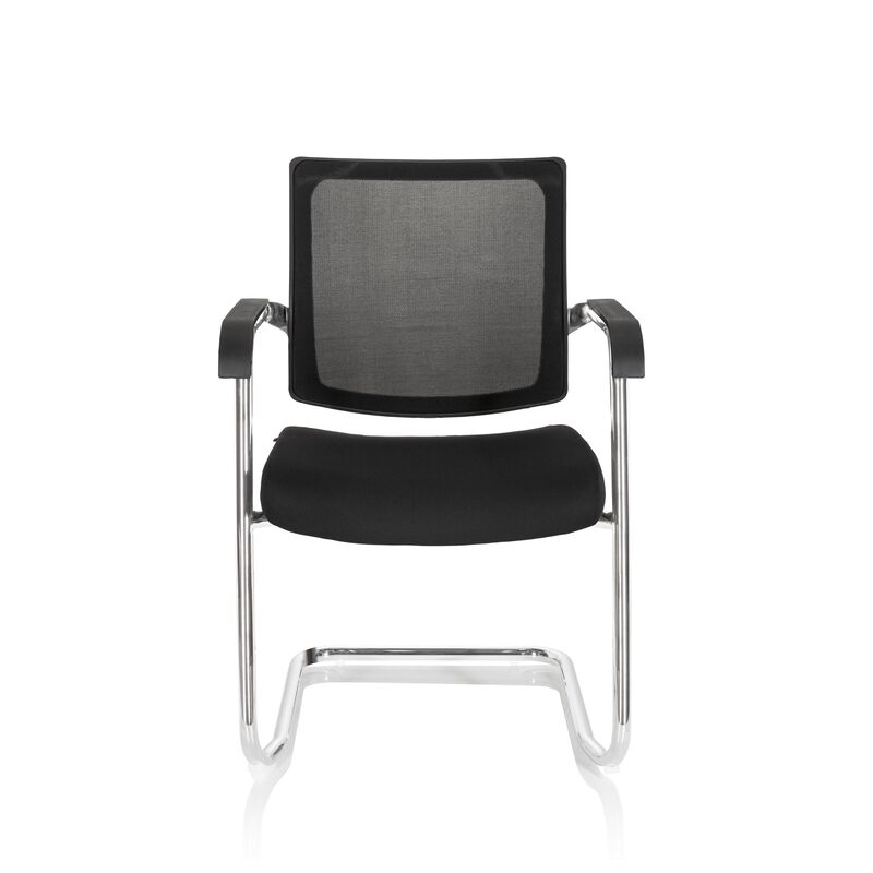 hjh OFFICE Freischwinger Stuhl Besucherstuhl Schwarz Konferenzstuhl Netzstoff901 - 820024
