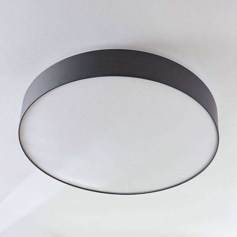 Lindby Stoff-Deckenlampe Gordana Deckenlampe Lampe Leuchte Licht E27 Grau Ø 98cm - 4251096558951