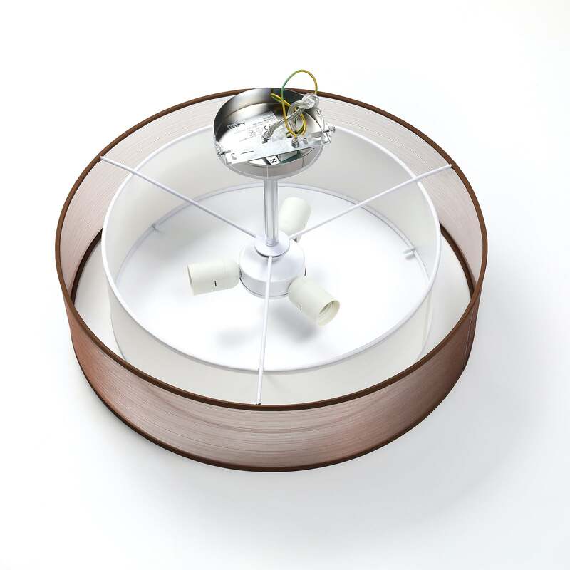 Lindby Deckenleuchte Pikka LED Lampe Leuchte dimmbar braun Ø50cm chrom 80W - 6291106558562