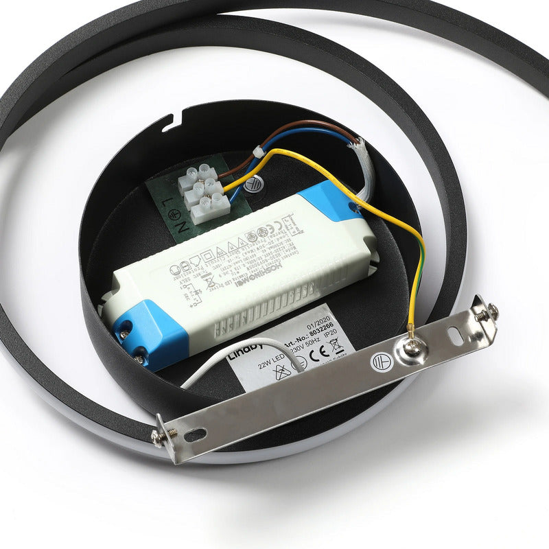 Lindby Deckenleuchte Deckenlampe LED schwarz matt Kyron Aluminium Dimmer warmwei - 4251096575064
