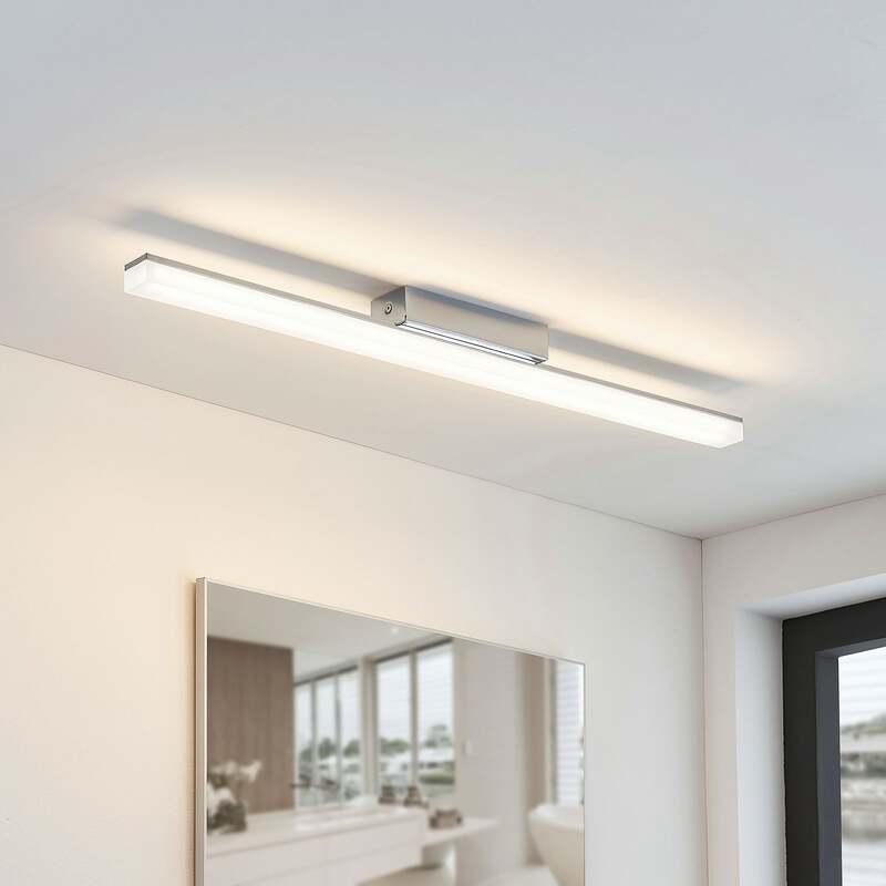 Lindby Deckenleuchte Levke LED Lampe dimmbar IP44 Badezimmer Leuchte 75cm weiß - 4251096537598