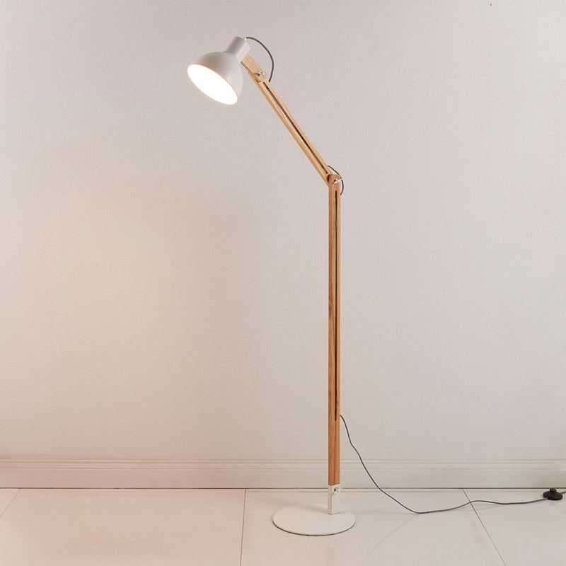 Lindby Stehlampe Shivanja Holz verstellbar E27 Lampe Leselampe 146cm weiß - 4251096528343