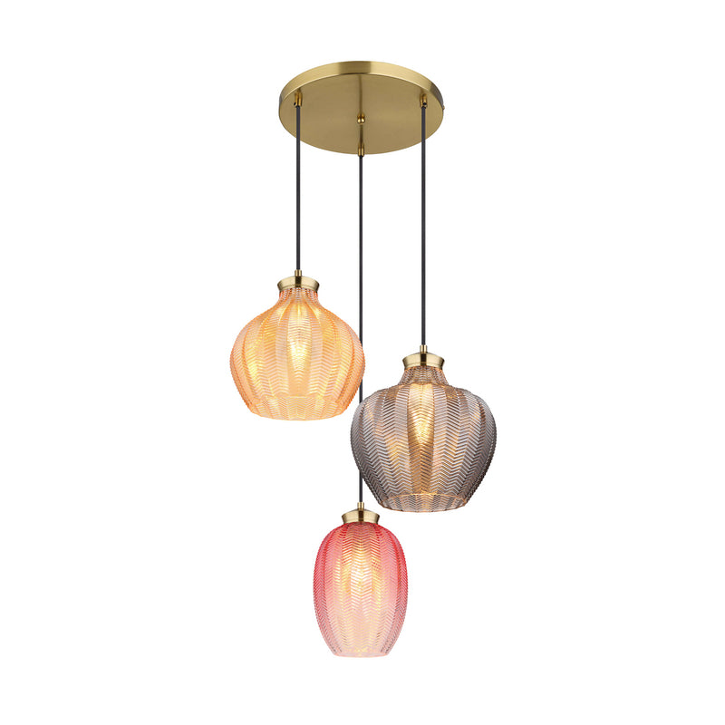 Hängelampe Jessica Ø 45 cm bunt 3-flg Glas Globo dimmbar E27 - 9007371487110