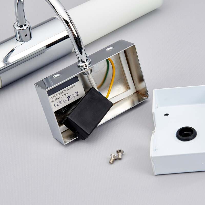 Lindby Spiegelleuchte Wandleuchte Devran LED Lampe dimmbar chrom 36x13,5cm IP44 - 6291106550450