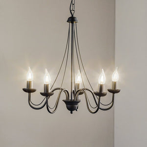 B-Ware Euluna Kronleuchter Lampe Leuchte Wohnzimmerlampe Malbo Fünfflammig E14 Schwarz