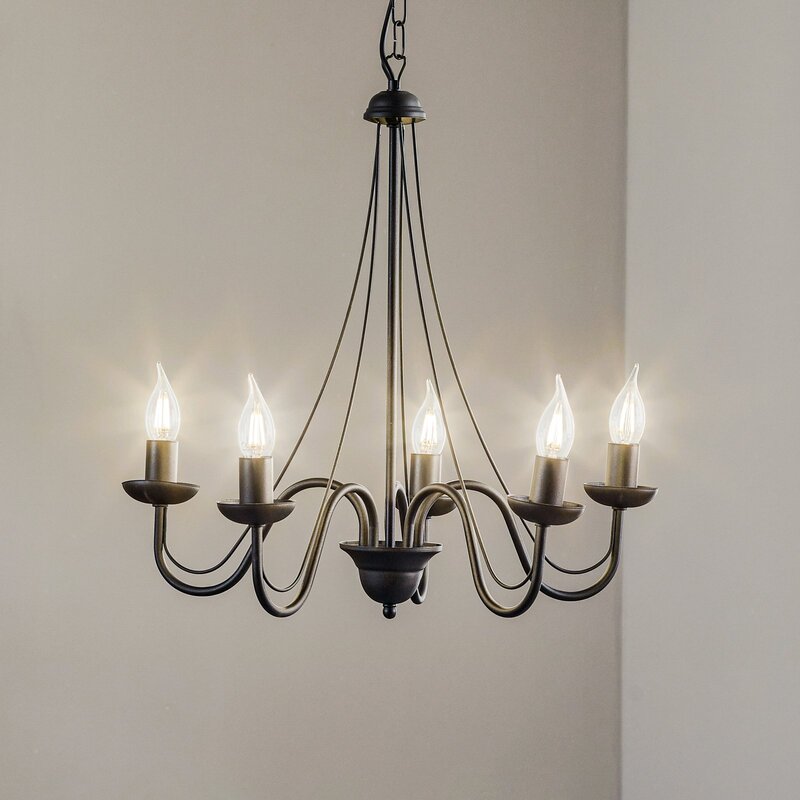 Euluna Kronleuchter Lampe Leuchte Wohnzimmerlampe Malbo fünfflammig E14 Schwarz - 5902349215174
