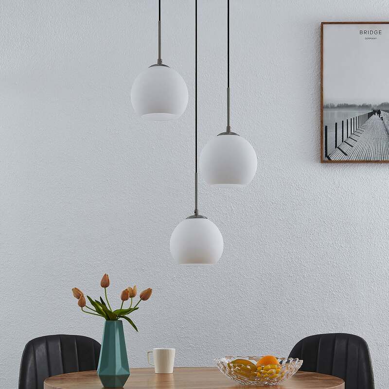 Lindby Hängelampe Hängeleuchte Jurian LED Pendelleuchte dimmbar nickel opal - 4251911727876