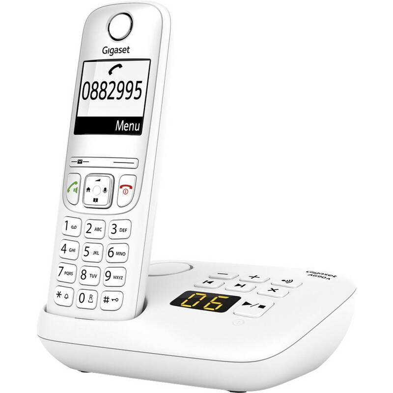 Gigaset Schnurloses Telefon DECT GAP A690A Anrufbeantworter Weiß Grafik-Display - 4250366855363