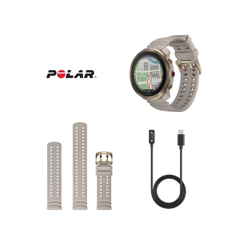 Polar Uhr Smartwatch Vantage M3 GPS Gold Greige Sportuhr Fitness Größe S M L - 0725882066752