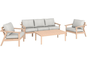 B-Ware Loungegruppe Ashwood 4-teilig Akazienholz mit Kissen hellgrau langlebig