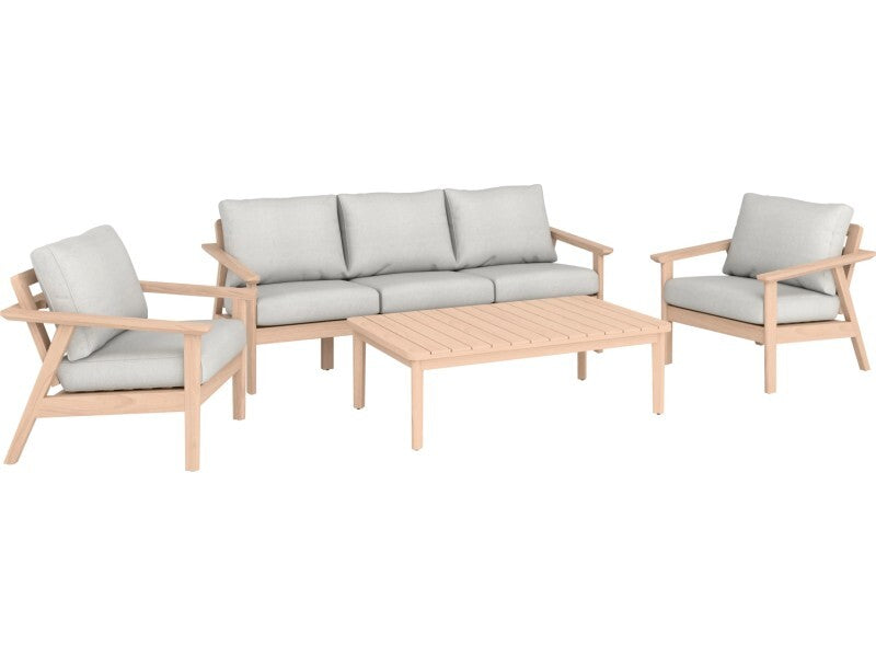 Loungegruppe Ashwood 4-teilig Akazienholz mit Kissen hellgrau langlebig - 4007875112490