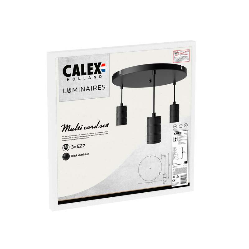 Calex Retro Pendelleuchte Hängeleuchte Hängelampe Leuchte rund 3-flg. schwarz - 8712879143796
