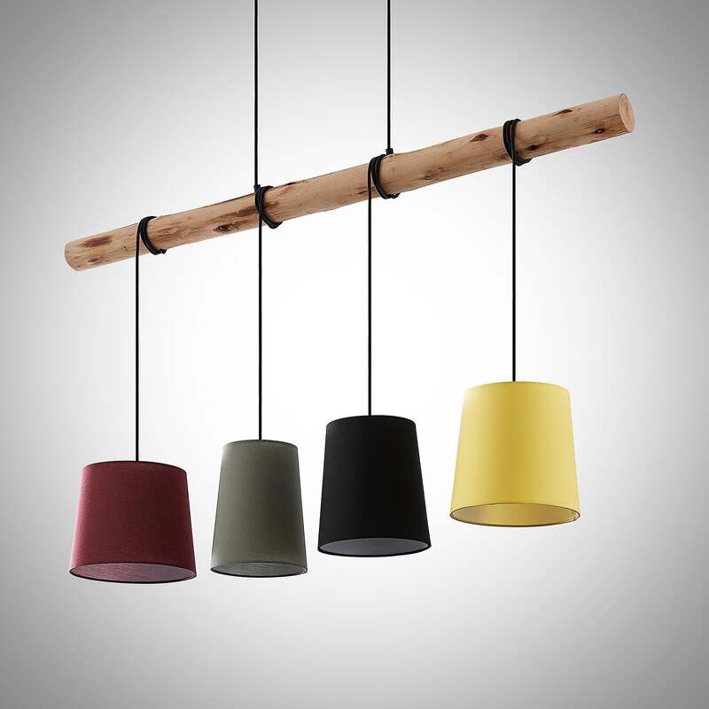 Lindby Hängeleuchte Moskau LED Pendelleuchte Lampe dimmbar bunt Textil Holz - 4251096581164
