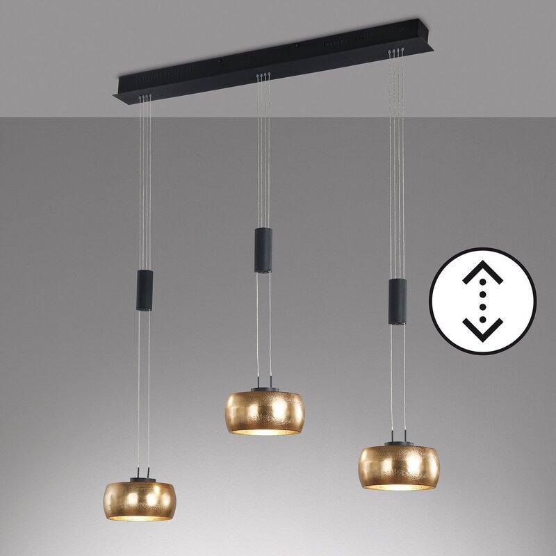 FISCHER HONSEL Hängeleuchte Pendelleuchte LED Colette gold schwarz dreiflammig - 4003694610926