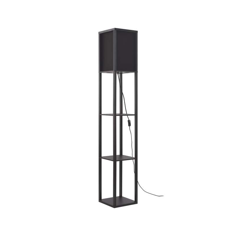 Lindby Stehleuchte Birta schwarz Regal Holz Lampe 159cm E27 15W LED Leuchte - 4251911772807
