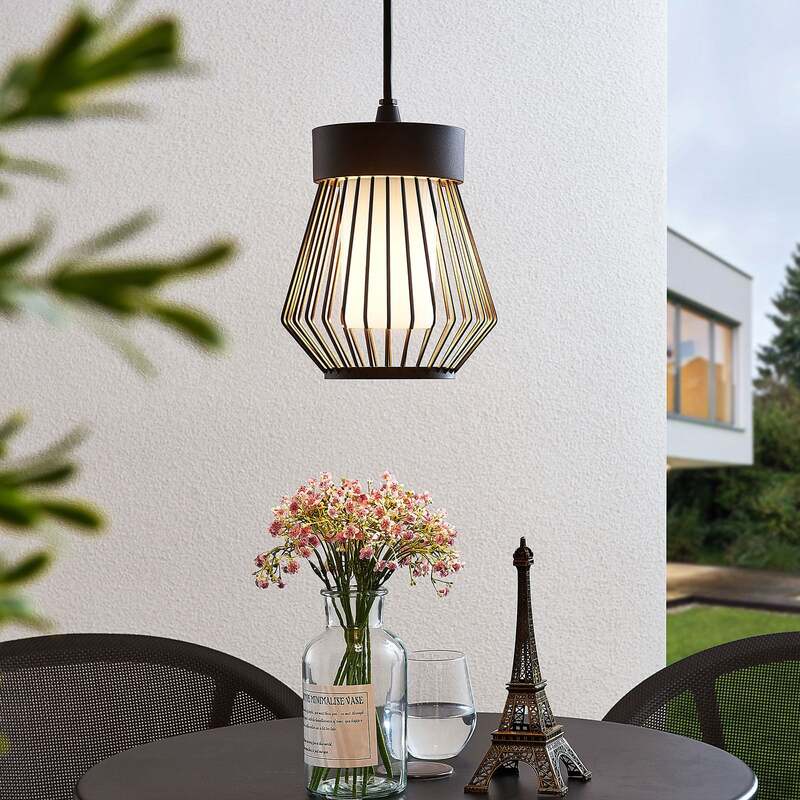 Lindby Außenpendelleuchte Vajana LED Gartenlampe dimmbar schwarz IP44 Ø19cm 80cm - 4251096562958