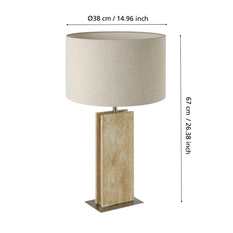 Eglo BELESAR Satin Nickel Stone & Steel Table Lamp - 9008606305995